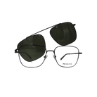 Armazón Oftálmico Metálico Negro Nivada con Clip-On Solar Aviador Verde - Reloj Nivada Swiss